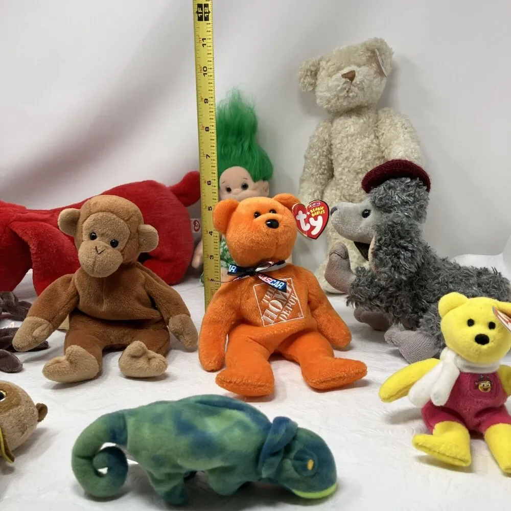 Ty Beanie Babies & Plush Lot of 11 Poodle Bear Scorpion Troll Dog Monkey Etc